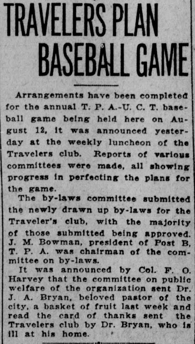 Travelers Plan Baseball Game